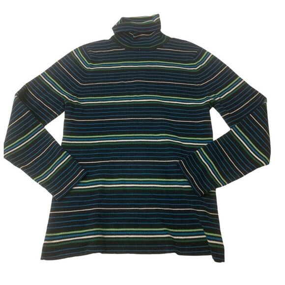Vintage Striped Cotton Blend Turtleneck Sweater - Picture 1 of 7